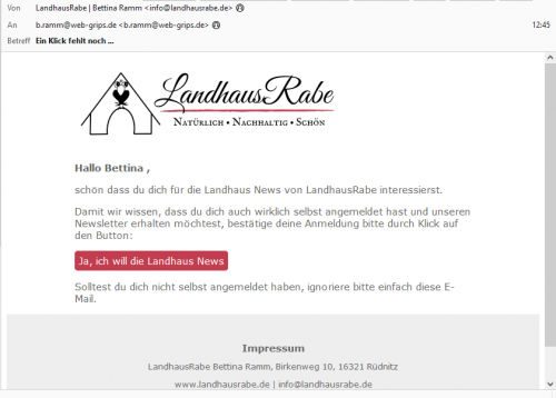 Newsletter Double-Optin Mail nachher